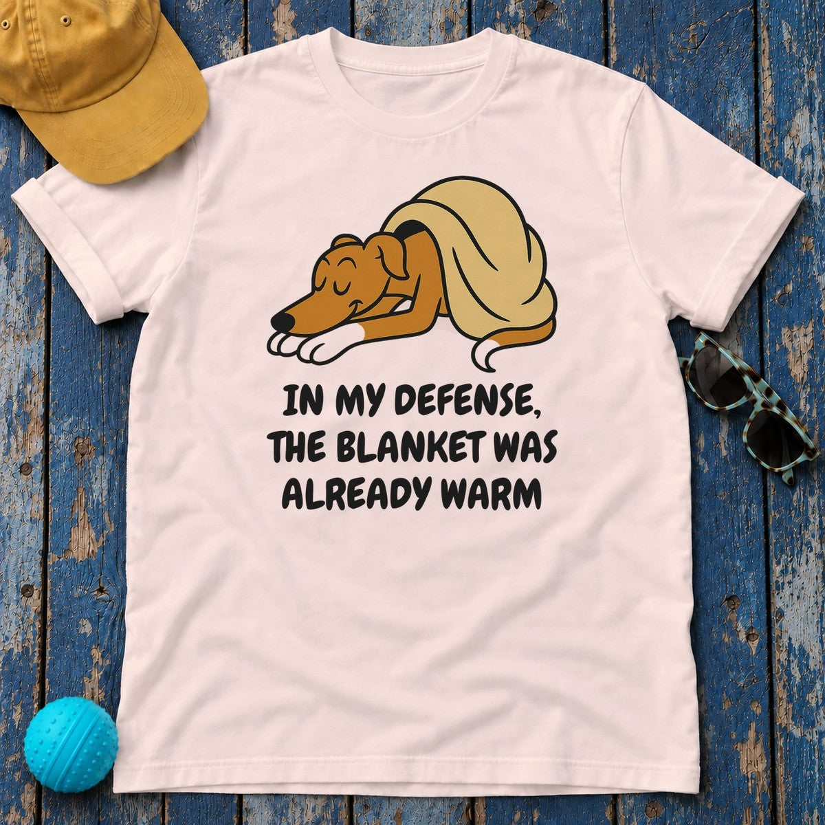 Greyhound Blanket Was Already Warm Tee in Soft Pink