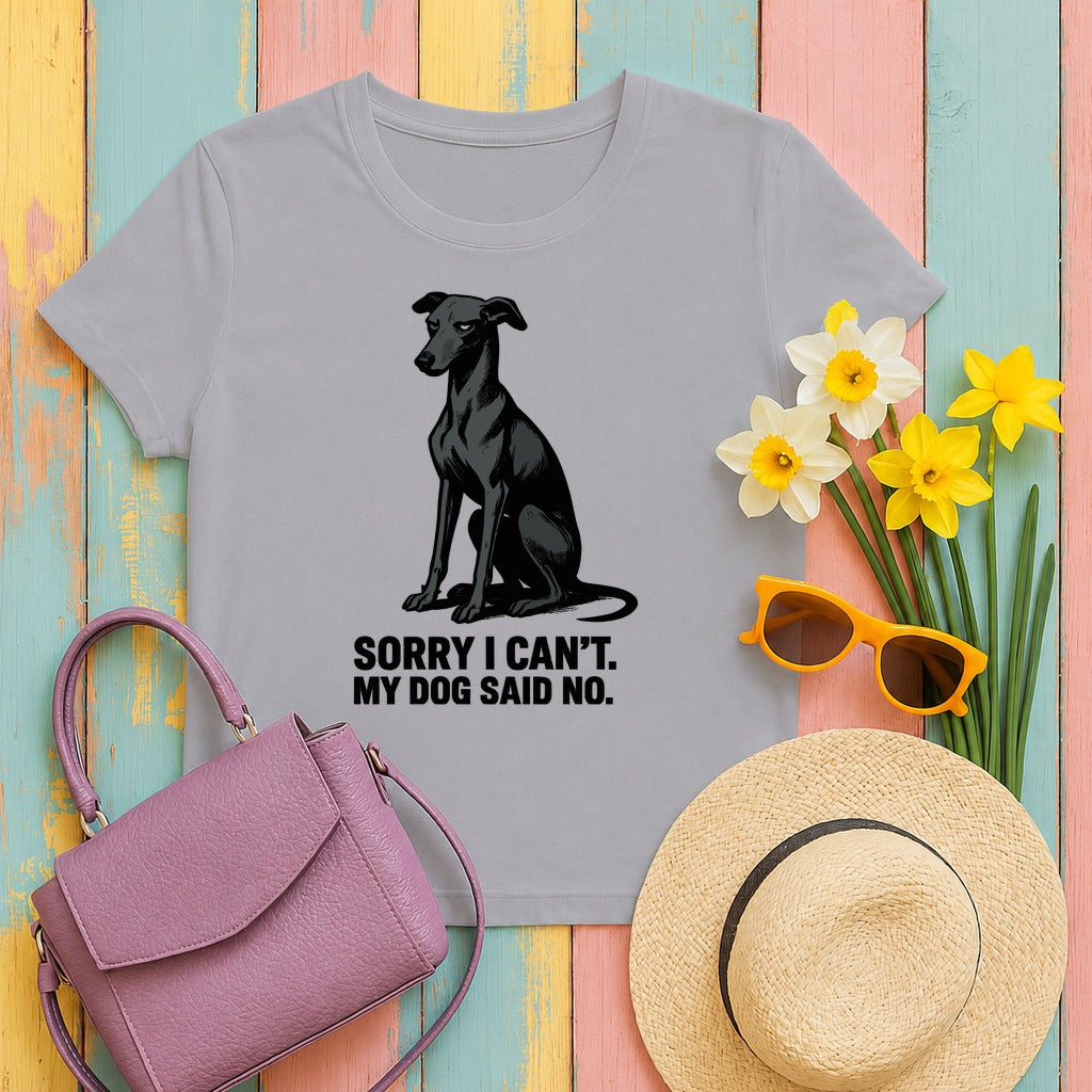 Greyhound Sorry I Can't My Dog Said No Tee in Athletic Heather