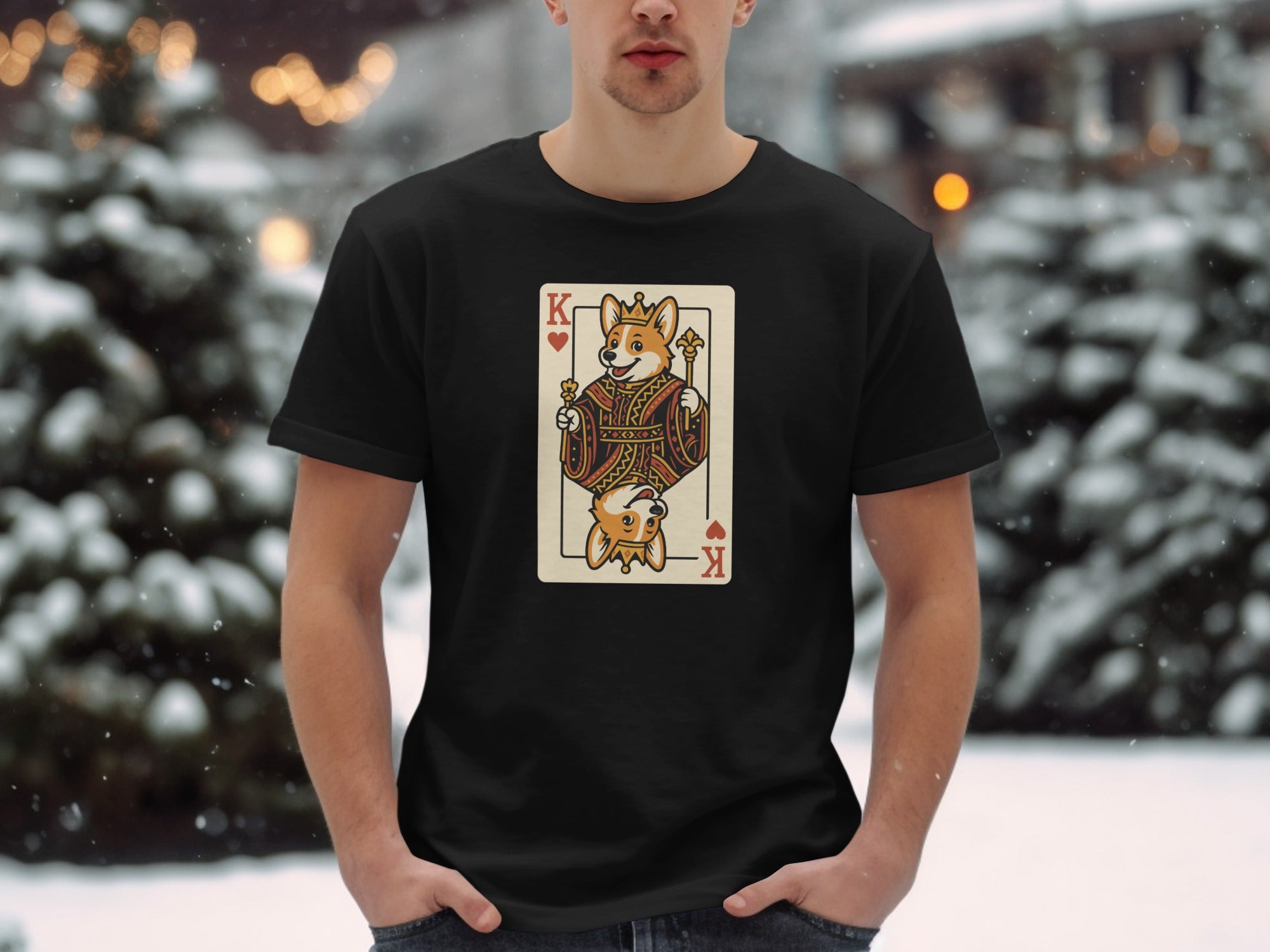 Corgi King Print Perfect Casual Everyday T-Shirt