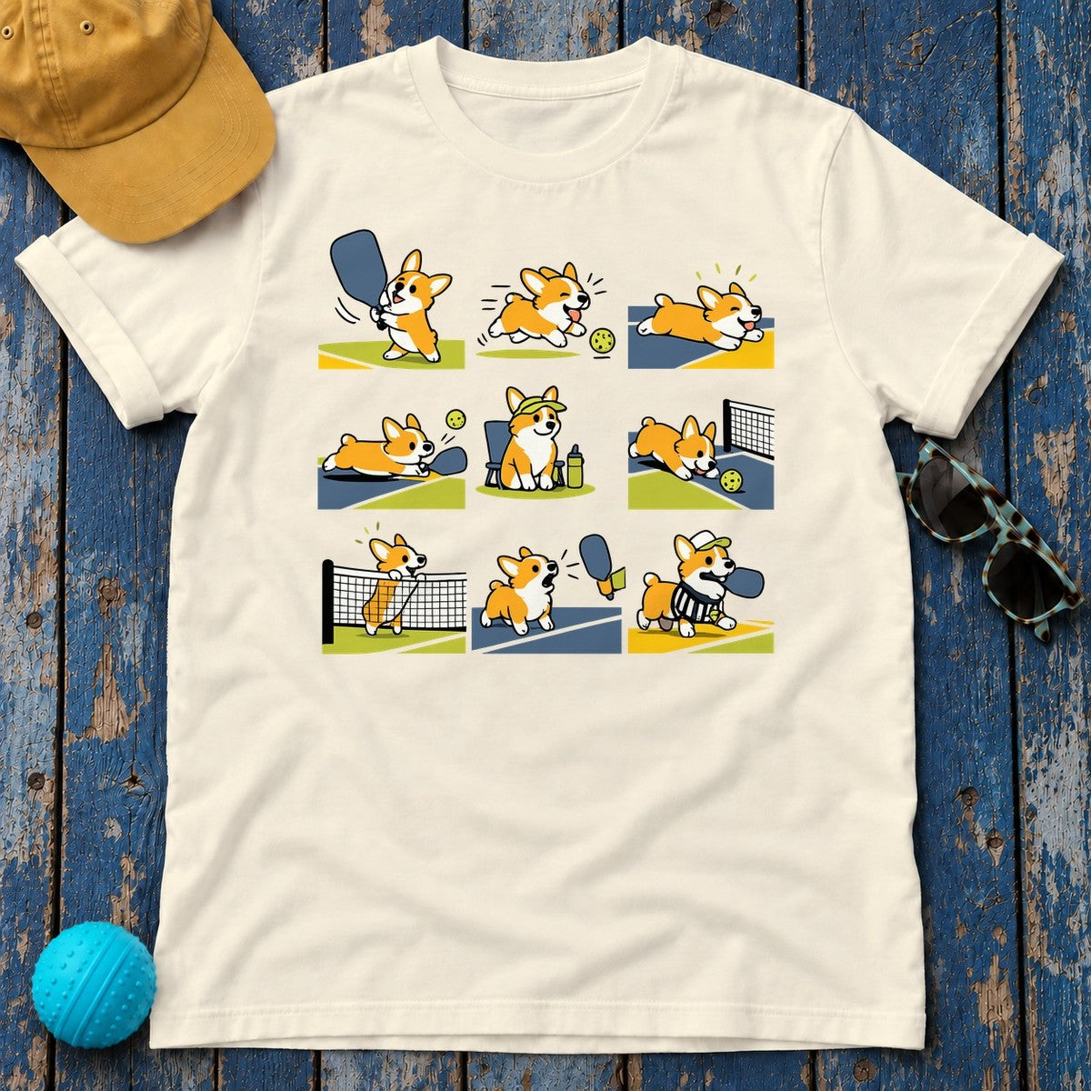 Corgi Pickleball Star T-Shirt in Natural