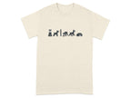Cream t-shirt with a charcoal graphic of a schnauzer's evolution.