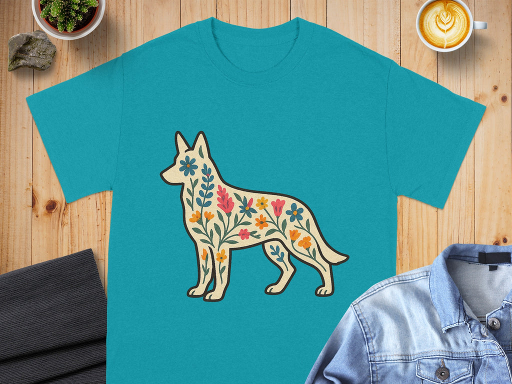 Floral Design Dog Graphic Print T-Shirt Product