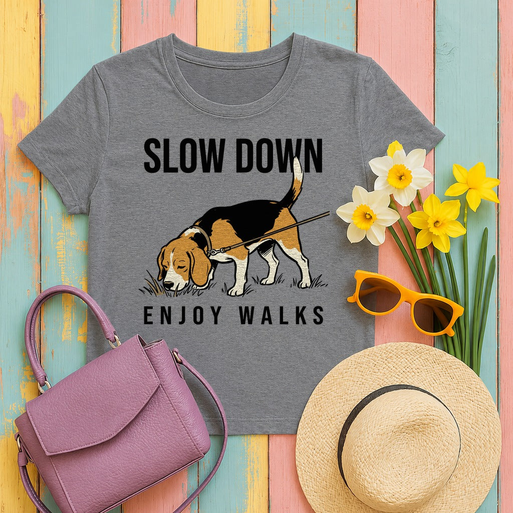 Slow Down Beagle T-shirt in Graphite Heather