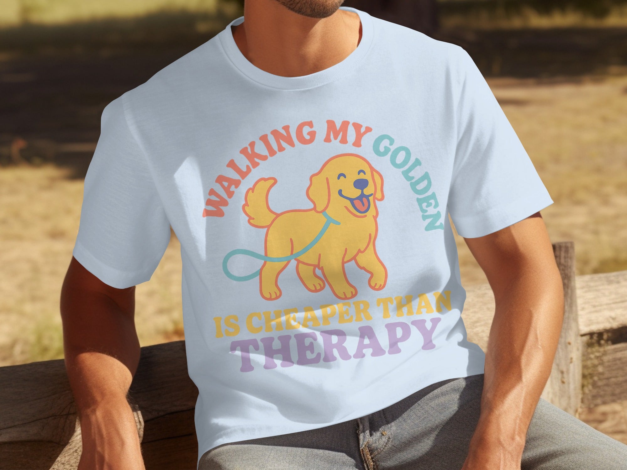Walking My Golden Is Cheaper Than Therapy T-Shirt