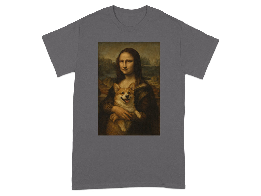 Mona Lisa with Corgi Graphic Print T-shirt