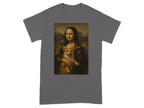 Mona Lisa with Corgi Graphic Print T-shirt