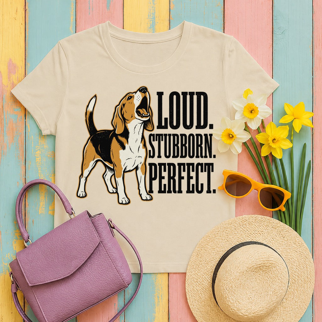 Beagle Soul: The Loud & Stubborn Companion T-Shirt in Sand