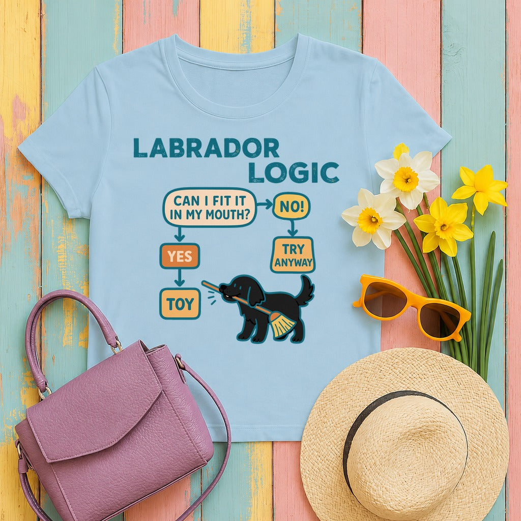 Labrador Logic Flowchart T-shirt in Light Blue