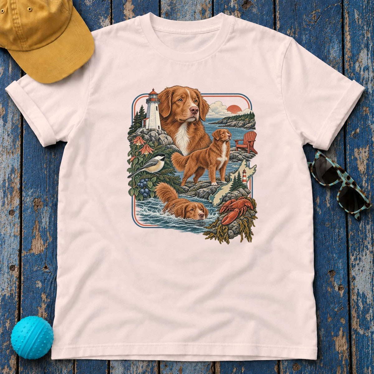 Nova Scotia Duck Tolling Retriever Heritage T-Shirt in Soft Pink