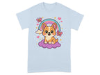 Cute Cartoon Corgi and Rainbow Graphic T-Shirt