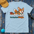 One Dog Open Sleigh Corgi T-Shirt — Light Blue