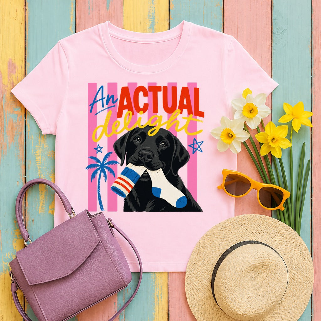 An Actual Delight Lab Pup Graphic T-Shirt in Light Pink
