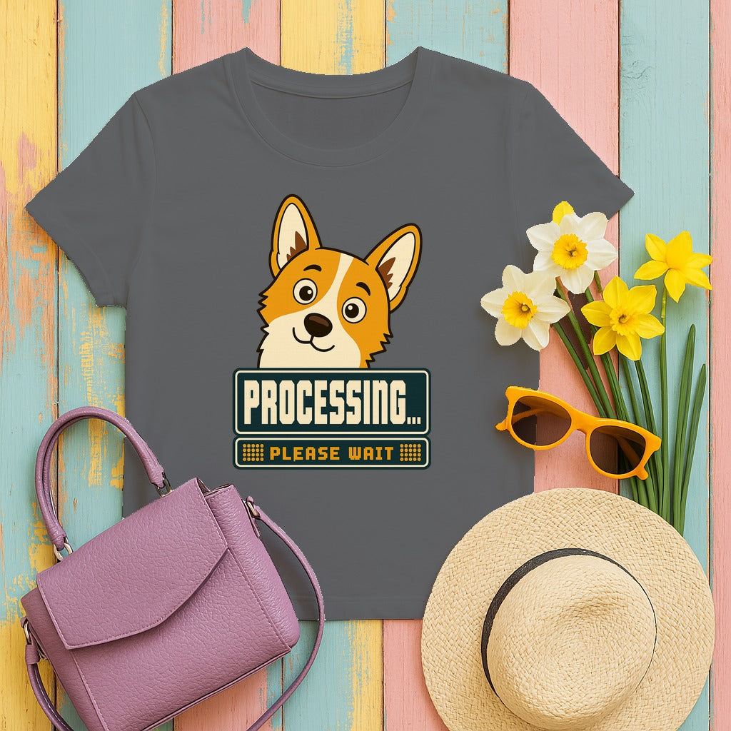 The Corgi 'Processing...' T-Shirt in Graphite Heather