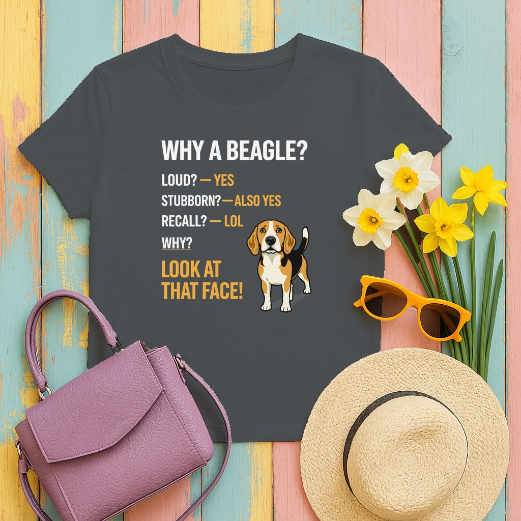 Beagle 'Look At That Face' T-Shirt in Charcoal