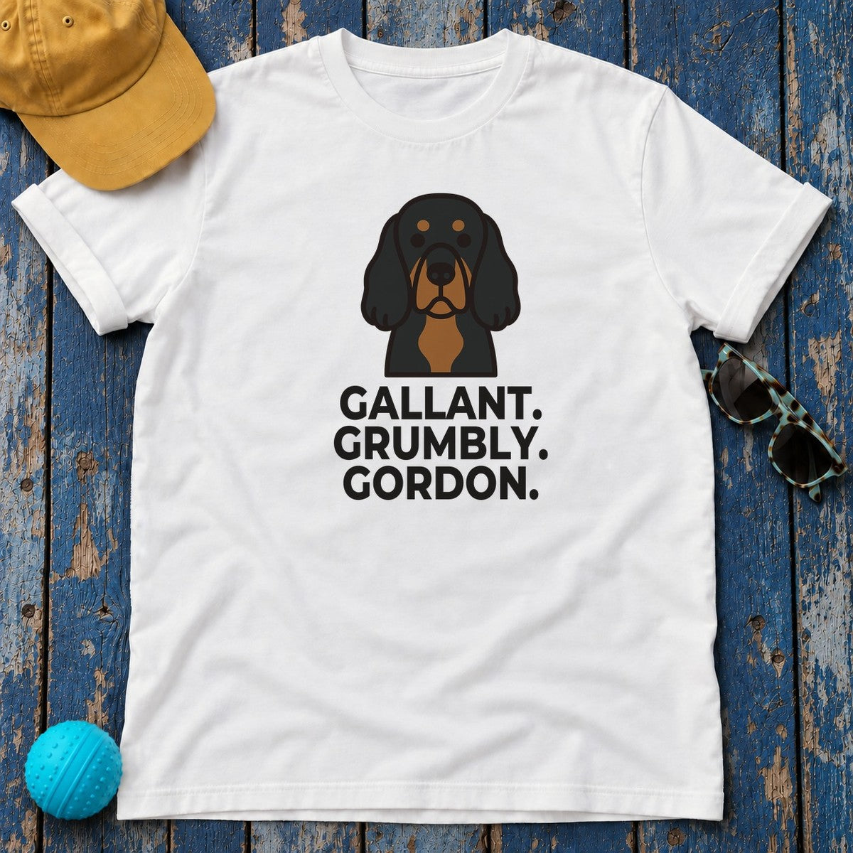 Gallant. Grumbly. Gordon. Gordon Setter T-Shirt in White