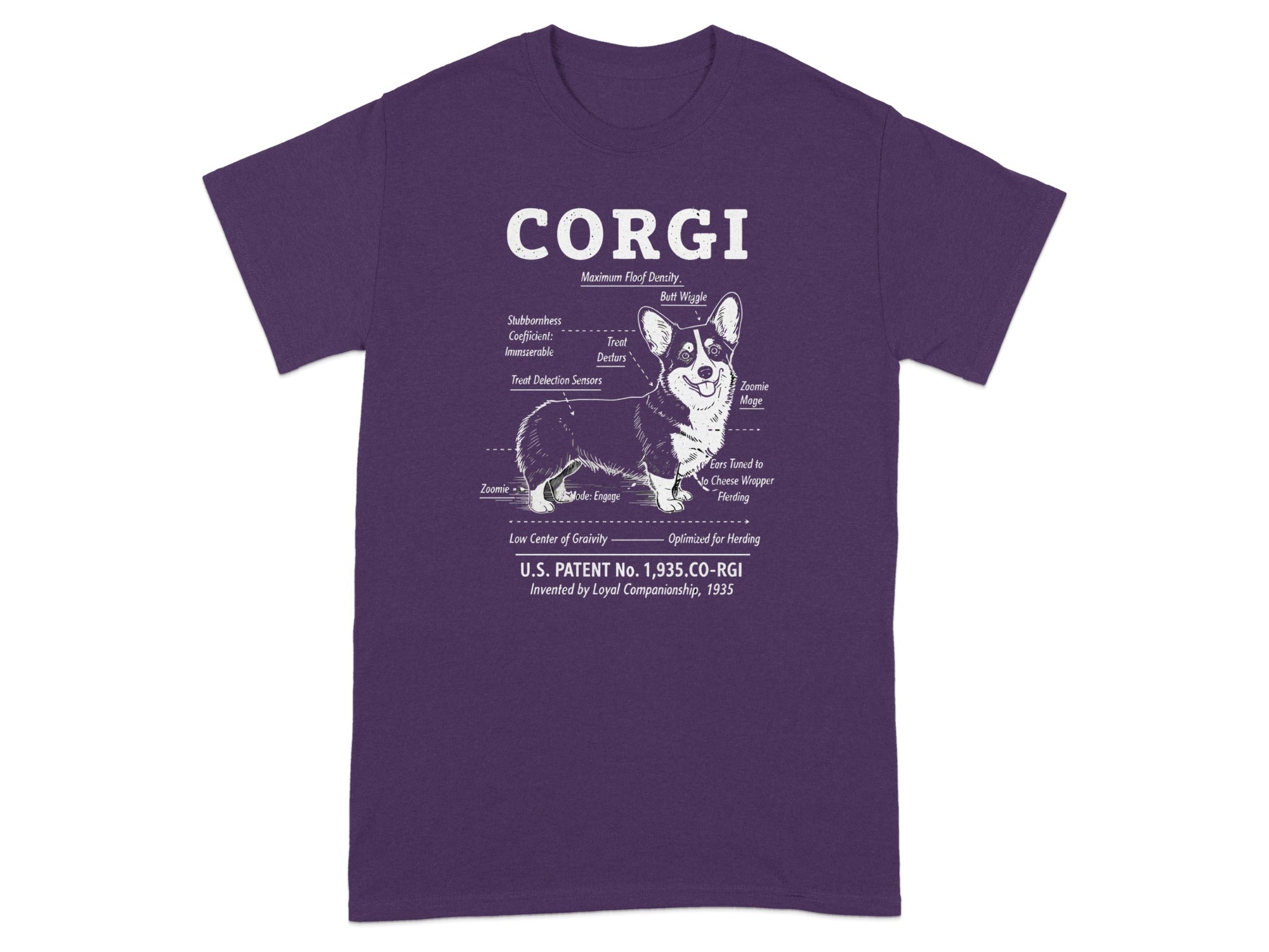 Corgi Patent Blueprint T-Shirt for Dog Lovers