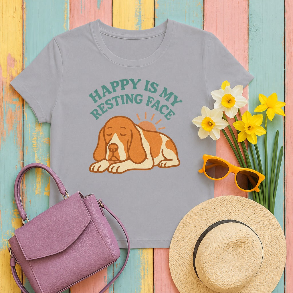 Bracco Italiano Happy Is My Resting Face Tee in Athletic Heather