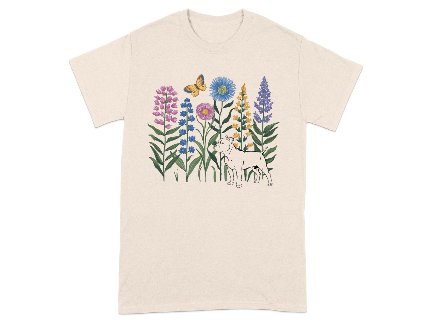 Cute Puppy and Flowers Design T-Shirt product type