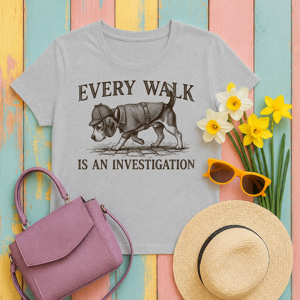 Beagle Every Walk Investigation T-shirt in Sport Grey