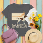 German Shorthaired Pointer Tail Activity Off the Charts Tee styled flat lay on Dark Grey Heather