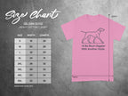 Gildan 5000 t-shirt size chart with width and length measurements for sizes S-5XL.