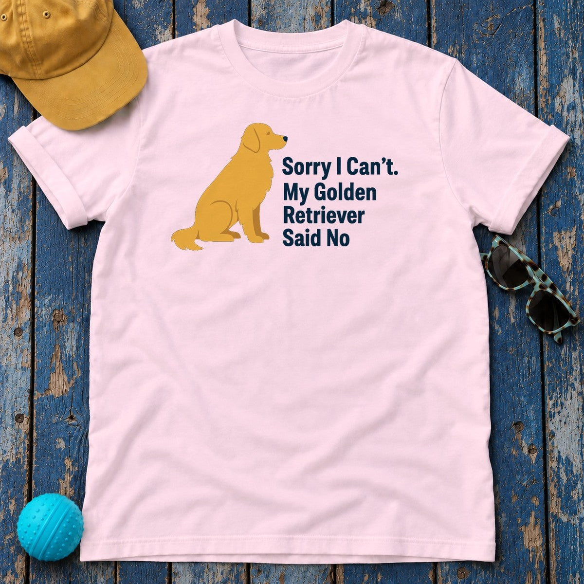 Golden Retriever Said No T-Shirt in Light Pink