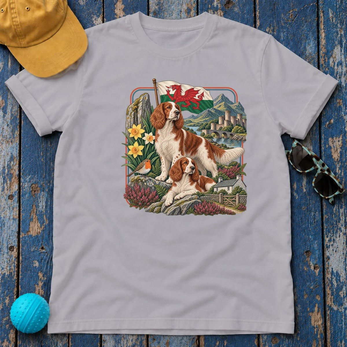 Welsh Springer Spaniel Wales Heritage T-Shirt in Athletic Heather