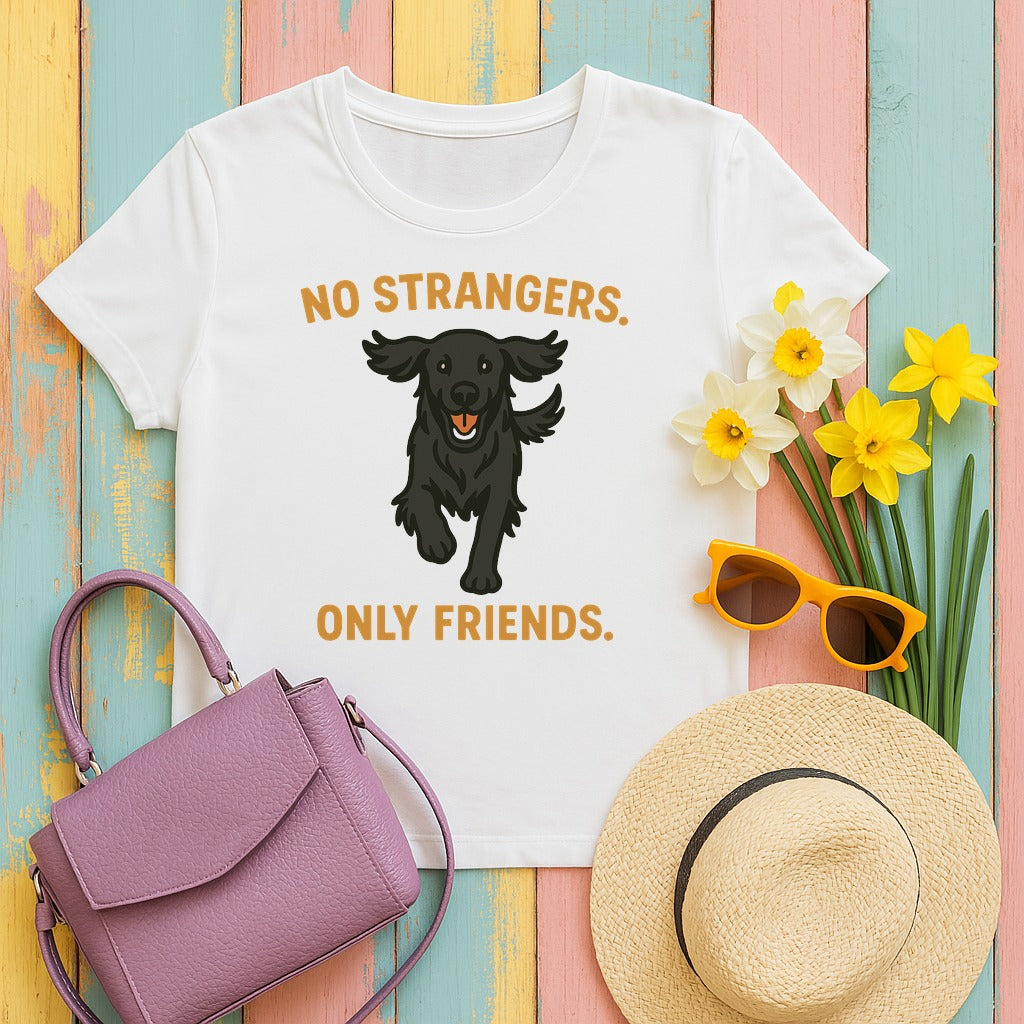 flat-coated retriever no-strangers-only-friends tee flat lay hero