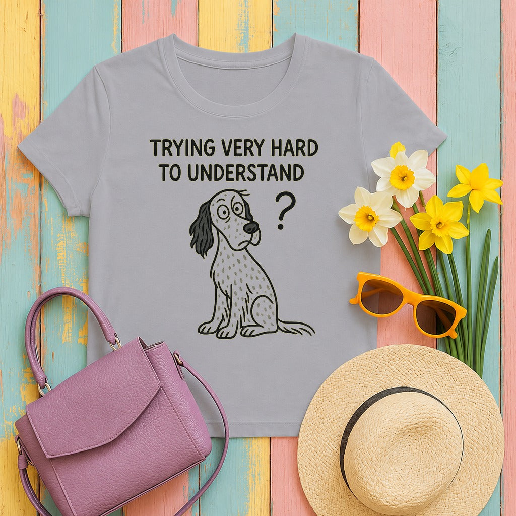English Setter Trying Very Hard to Understand Tee in Athletic Heather