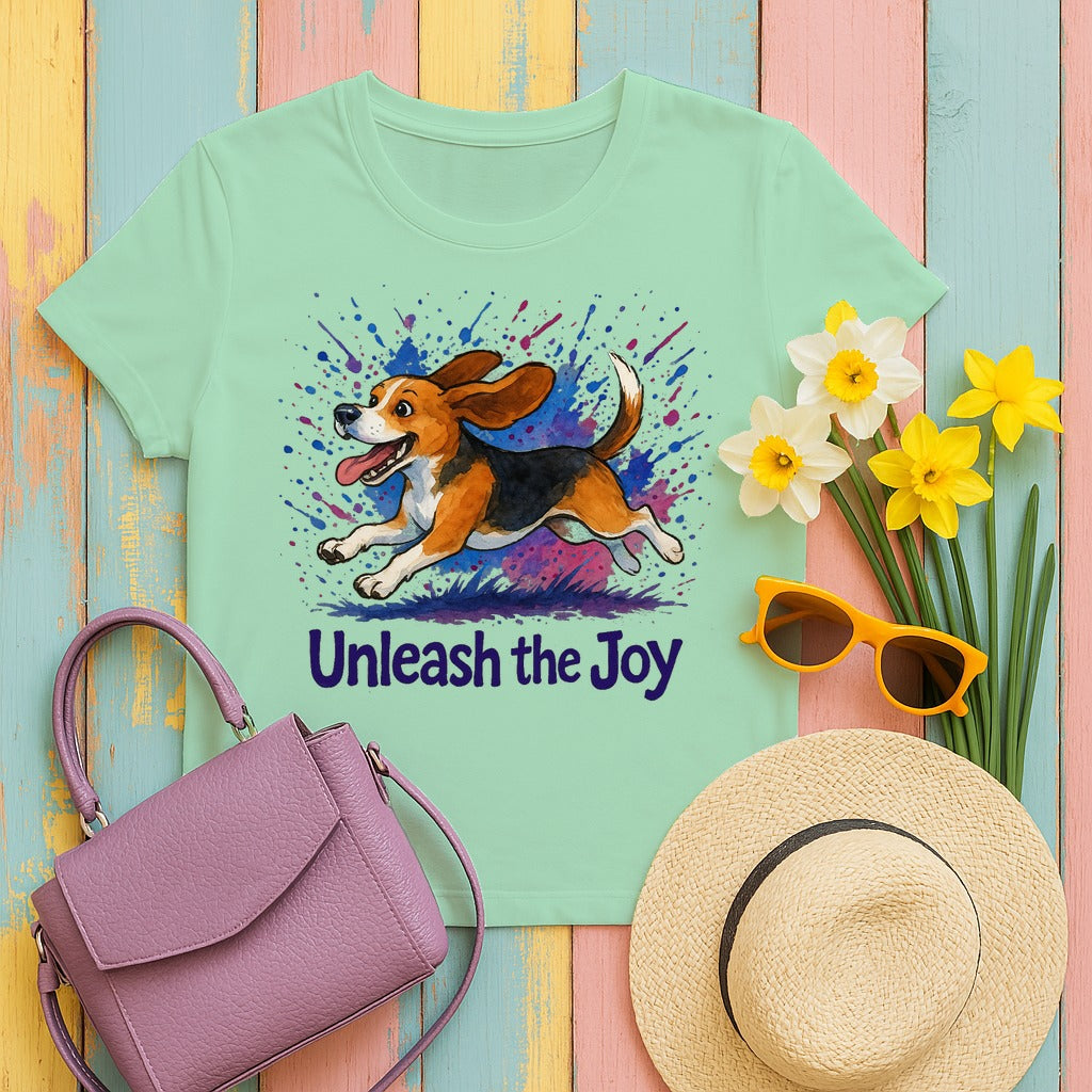 Unleash the Joy Watercolor Beagle T-Shirt in Mint Green