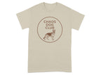 Beige t-shirt with "Chaos Dog Club" logo and German Shepherd graphic.