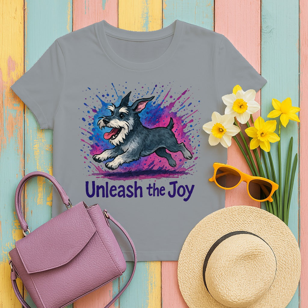 Unleash the Joy Schnauzer Art T-Shirt in Gravel