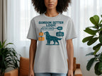 Grey t-shirt with Gordon Setter logic flowchart and dog illustration.