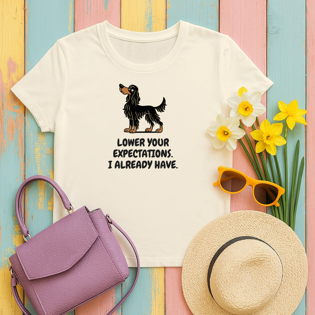 Gordon Setter Lower Your Expectations Tee in Natural