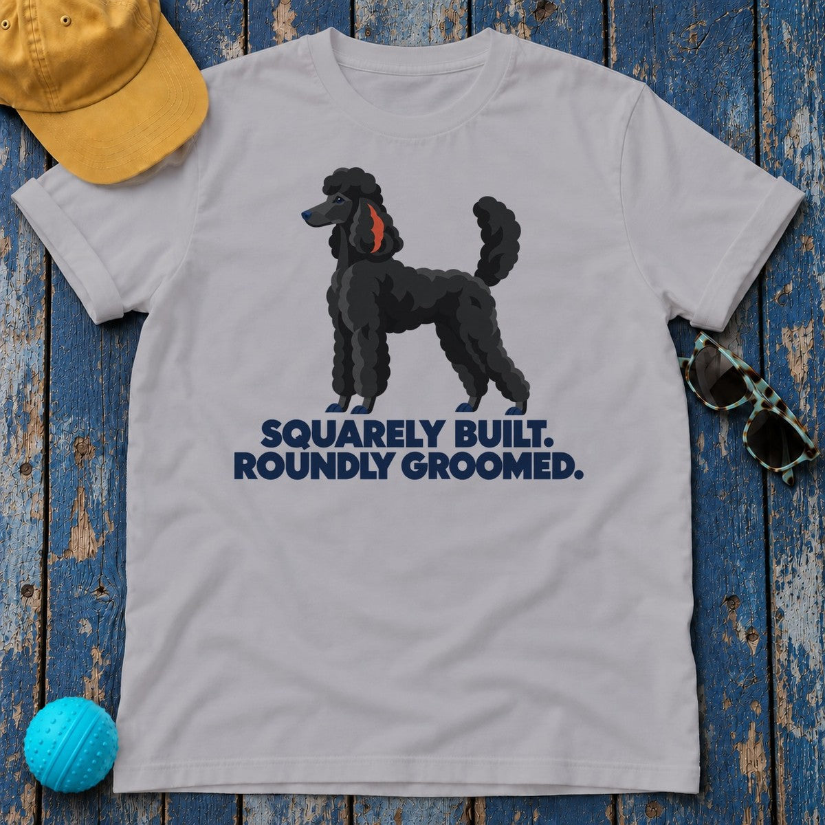 Squarely Built Roundly Groomed Poodle T-Shirt in Athletic Heather