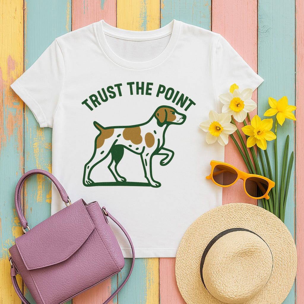 Brittany Spaniel Trust the Point T-shirt in White