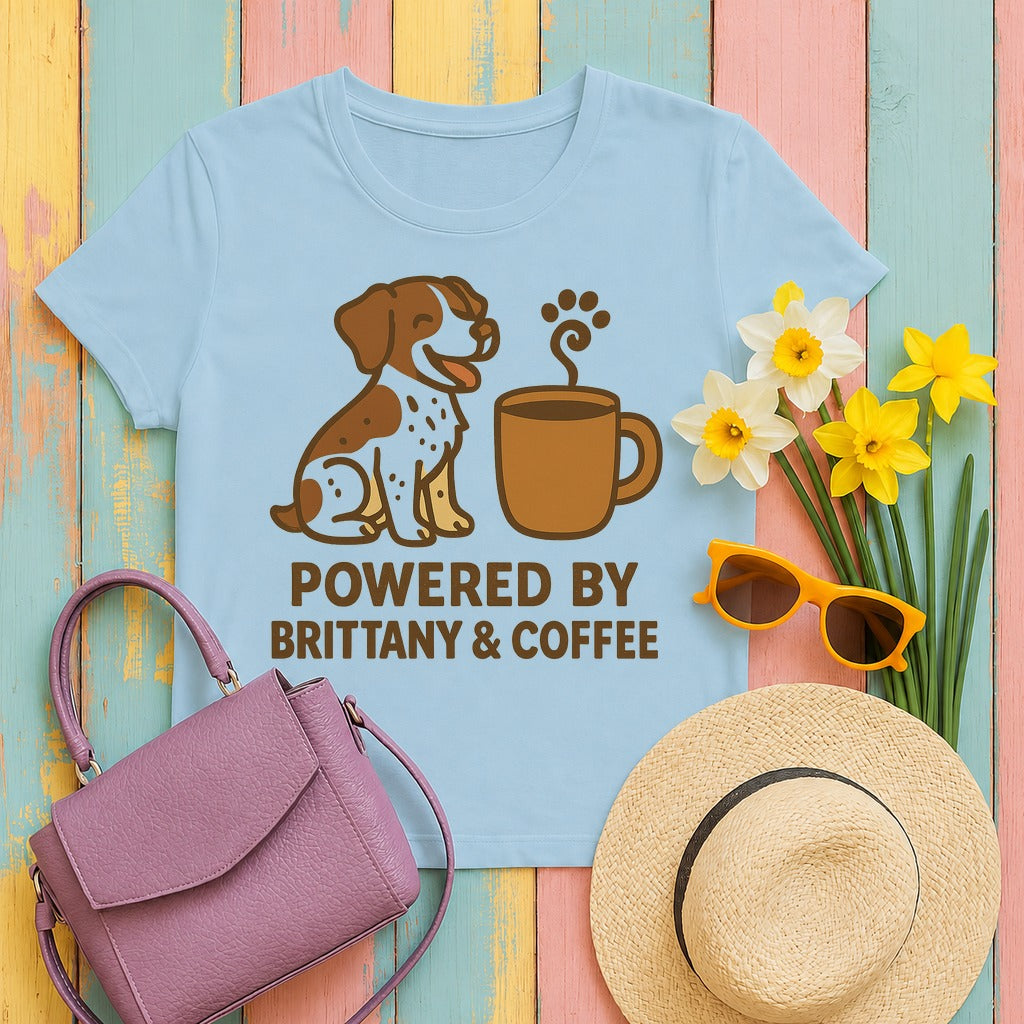 Powered By Brittany and Coffee T-shirt in Light Blue
