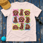 Neon Chocolate Labrador Collage T-Shirt — Soft Pink