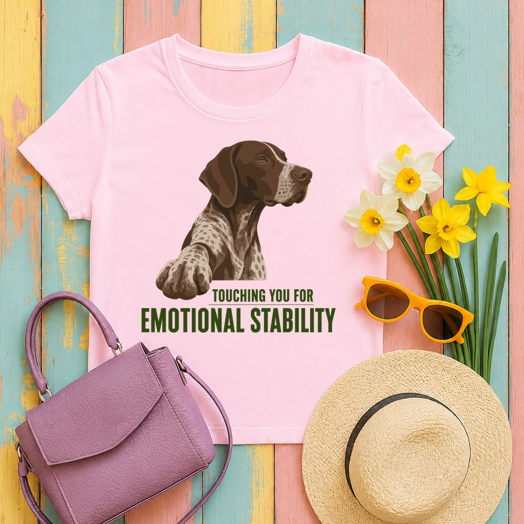 Emotional Stability German Shorthaired Pointer T-Shirt in Light Pink