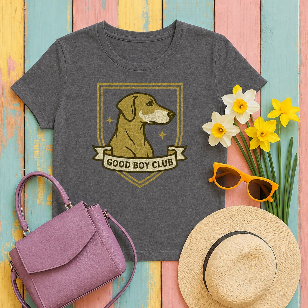 Doberman Good Boy Club Tee in Dark Grey Heather