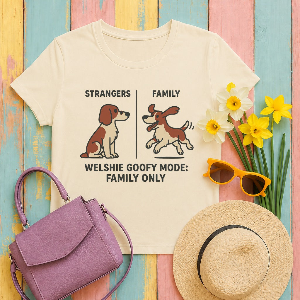 welsh-springer family-only-mode tee flat lay hero v8