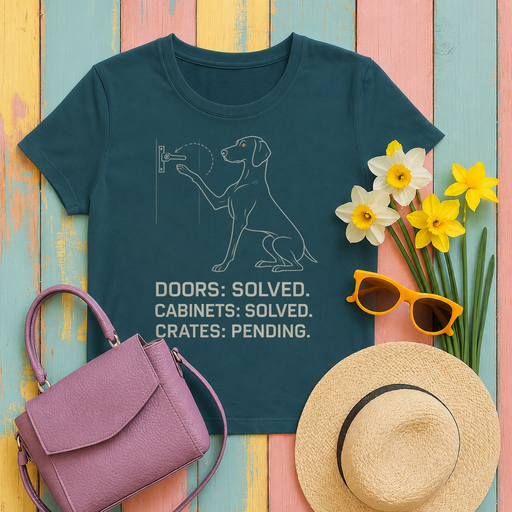 Weimaraner Doors Solved Tee in Heather Deep Teal