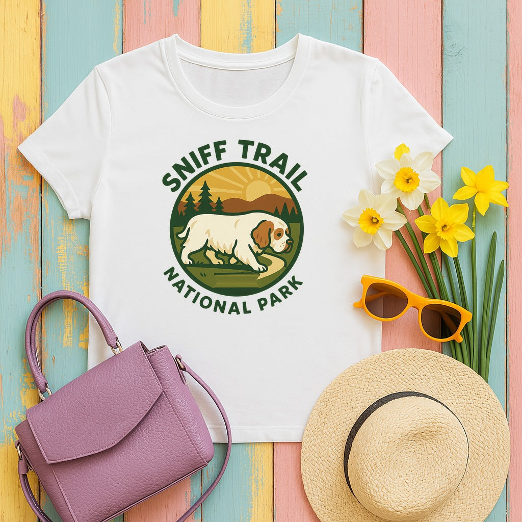 Clumber Sniff Trail National Park Tee in White
