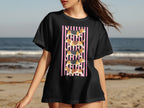 Black t-shirt with a repeating pattern of four beagle dogs in a row.