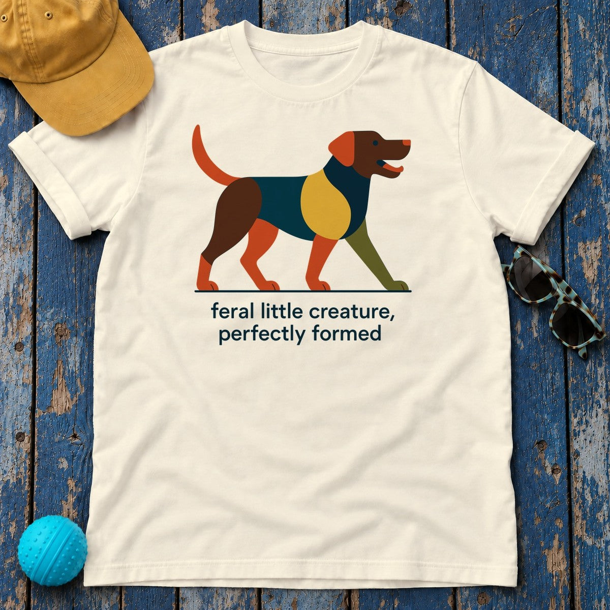 Feral Little Chocolate Lab T-Shirt in Natural