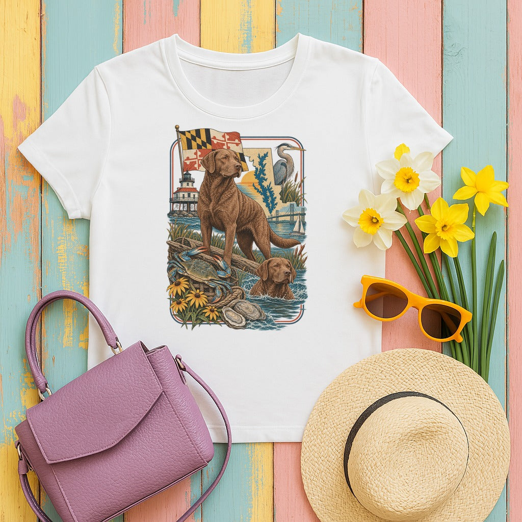 Chesapeake Bay Retriever Maryland Heritage tee, White