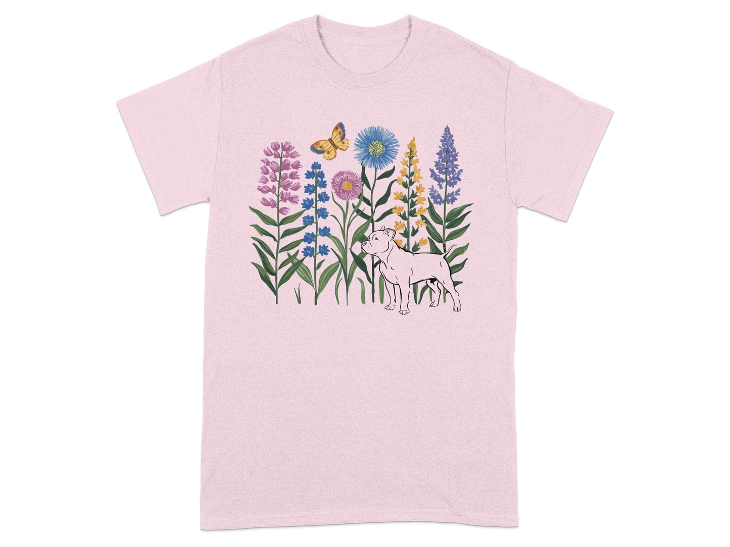 Cute Puppy and Colorful Flowers Graphic T-shirt product