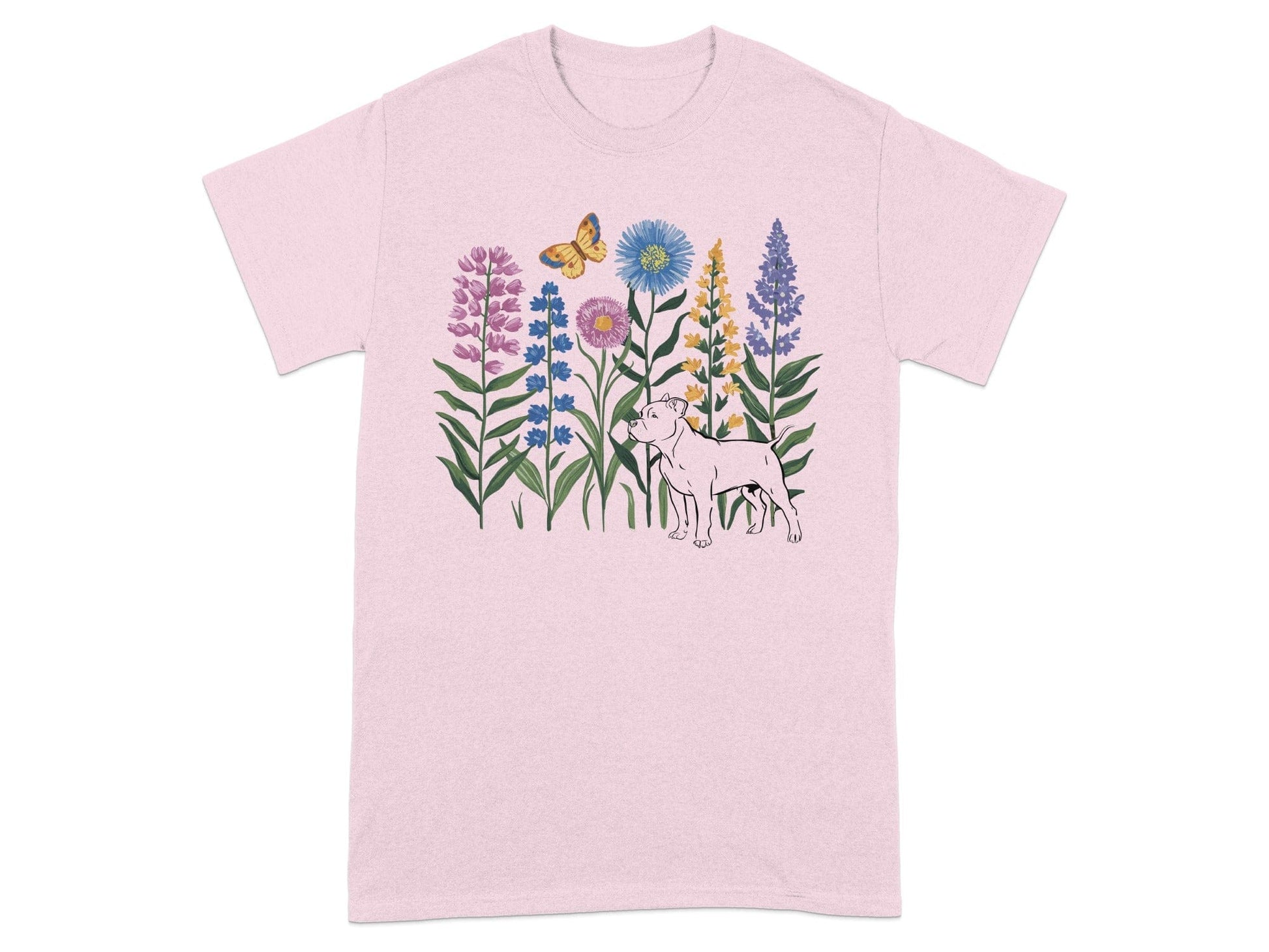 Cute Puppy and Colorful Flowers Graphic T-shirt product