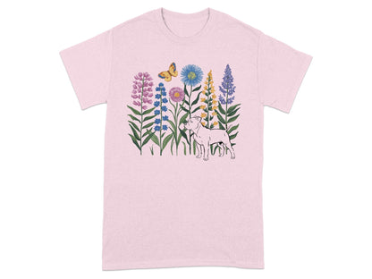 Cute Puppy and Colorful Flowers Graphic T-shirt product