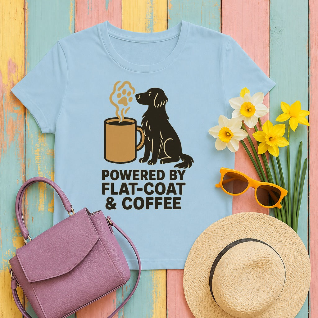 Powered by Flat-Coat & Coffee Tee in Light Blue